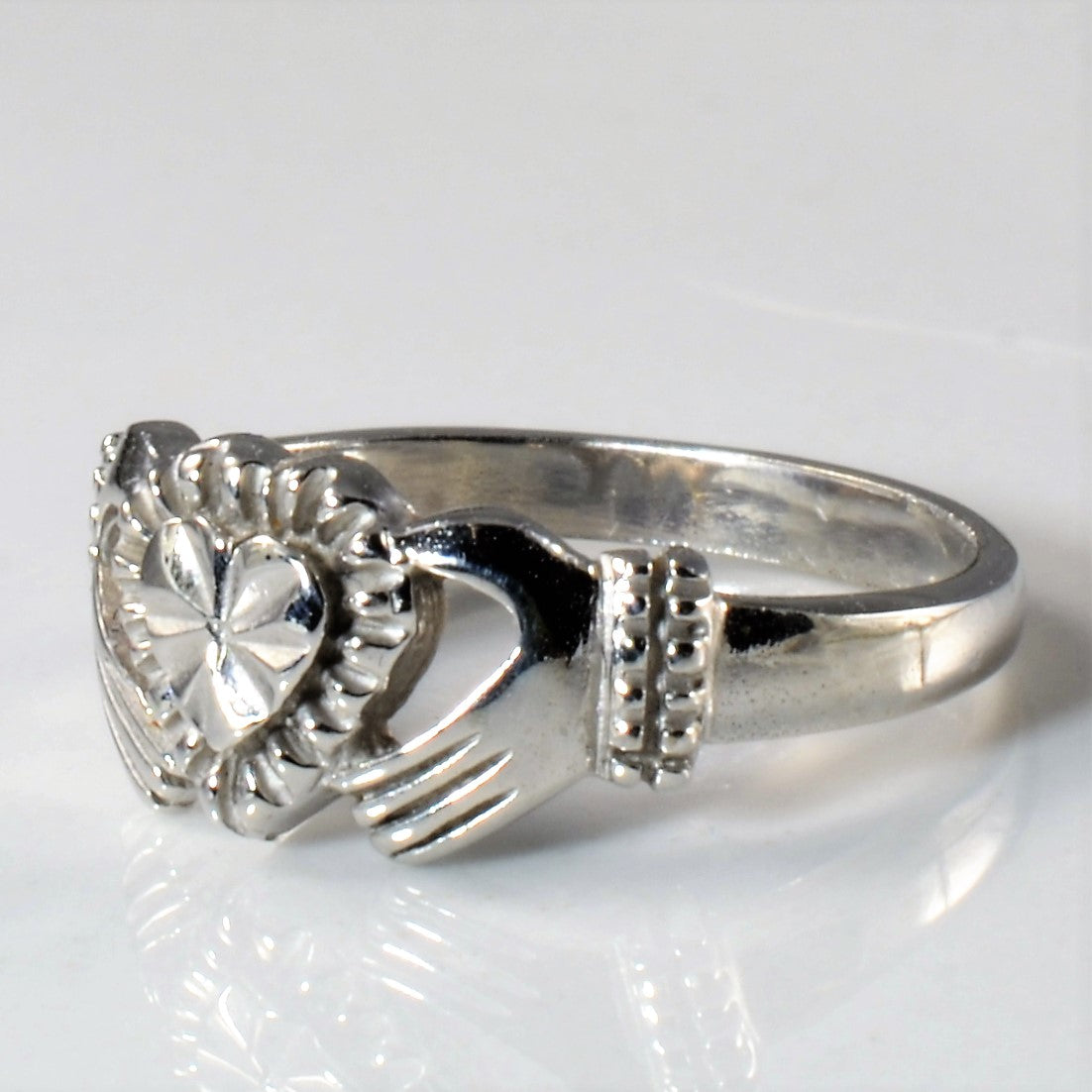 Diamond Cut Gold Claddagh Ring | SZ 3.75 |