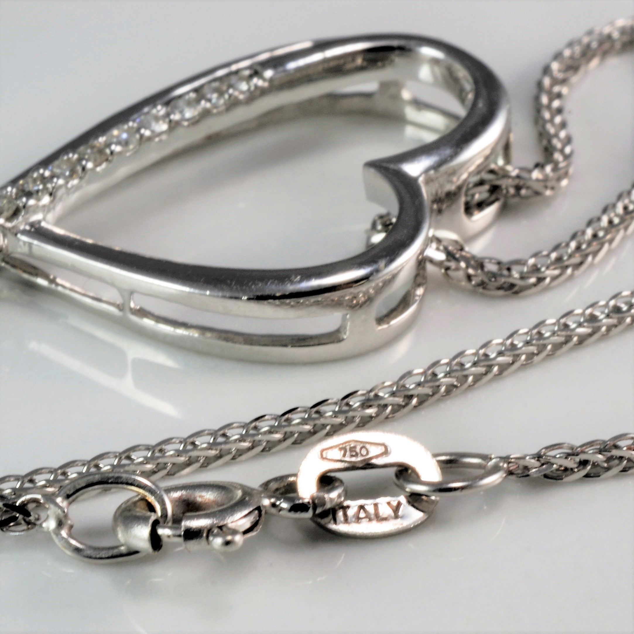 Heart Shape Diamond Pendant Necklace | 0.12 ctw, SZ 16''|