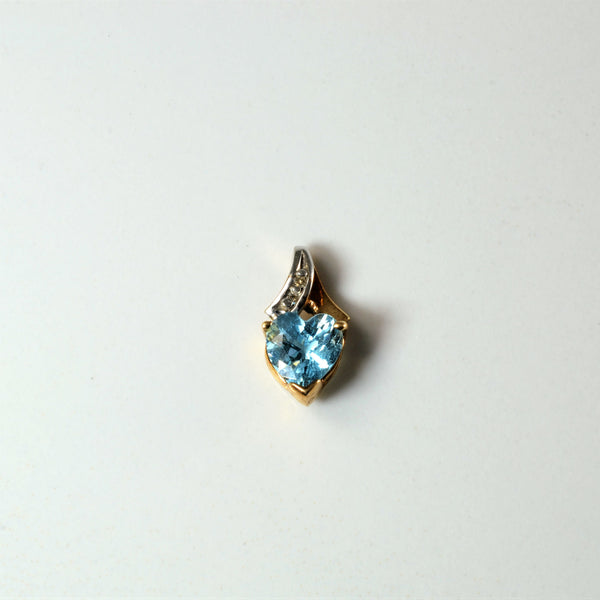 Heart Cut Blue Topaz & Diamond Pendant | 0.90ct | 0.01ctw |