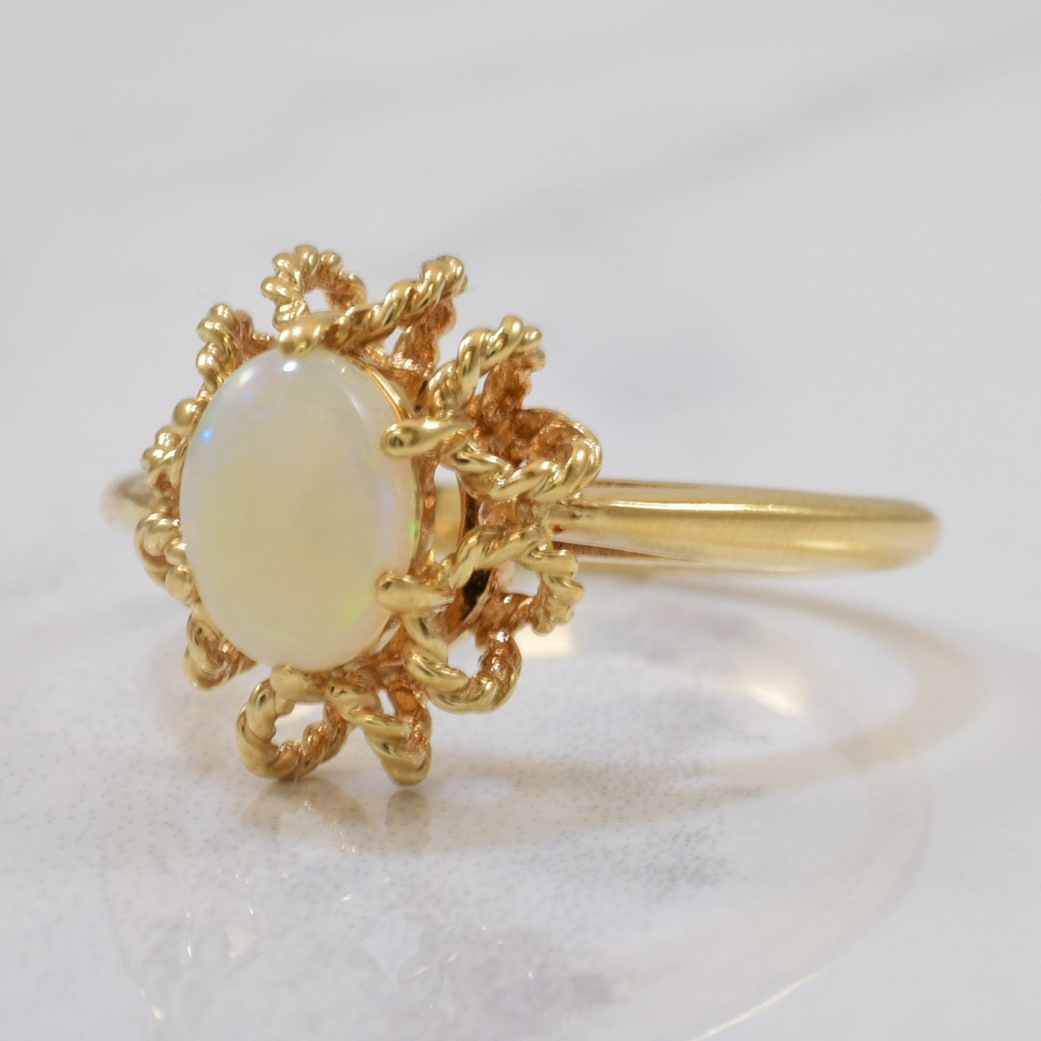 Open Work Opal Cocktail Ring | 0.50ct | SZ 6.25 |