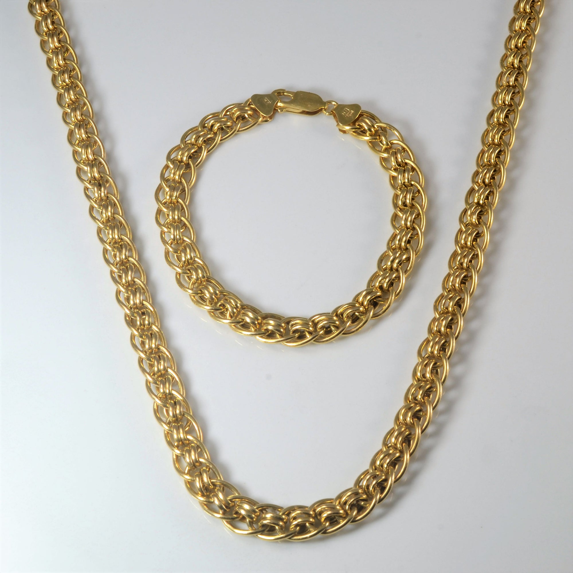 14k Yellow Gold Parallel Chain & Bracelet |