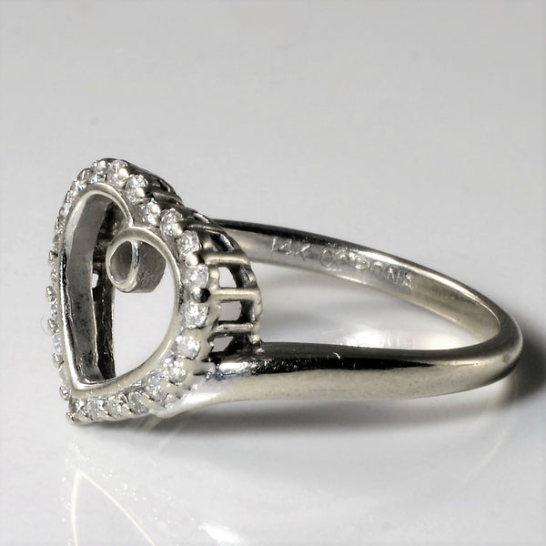 Pave Diamond Heart Design Ring | 0.11ctw | SZ 6.5 |