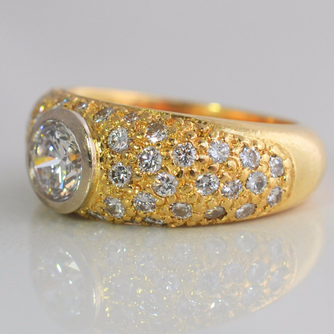 Vintage engagement ring with gold, gold bezel vintage ring