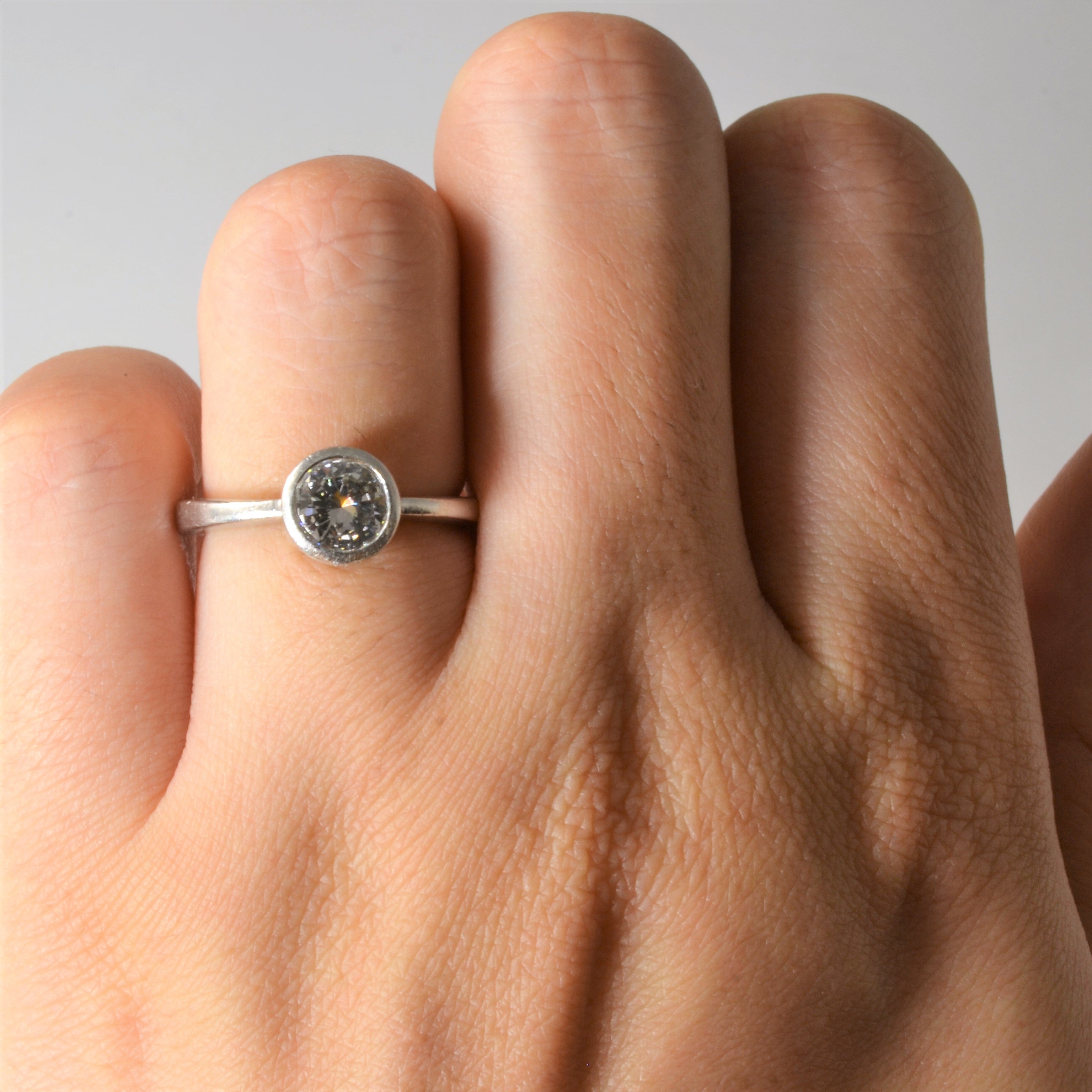 Platinum Bezel Set Solitaire Engagement Ring | 0.70ct | SZ 5.5 |
