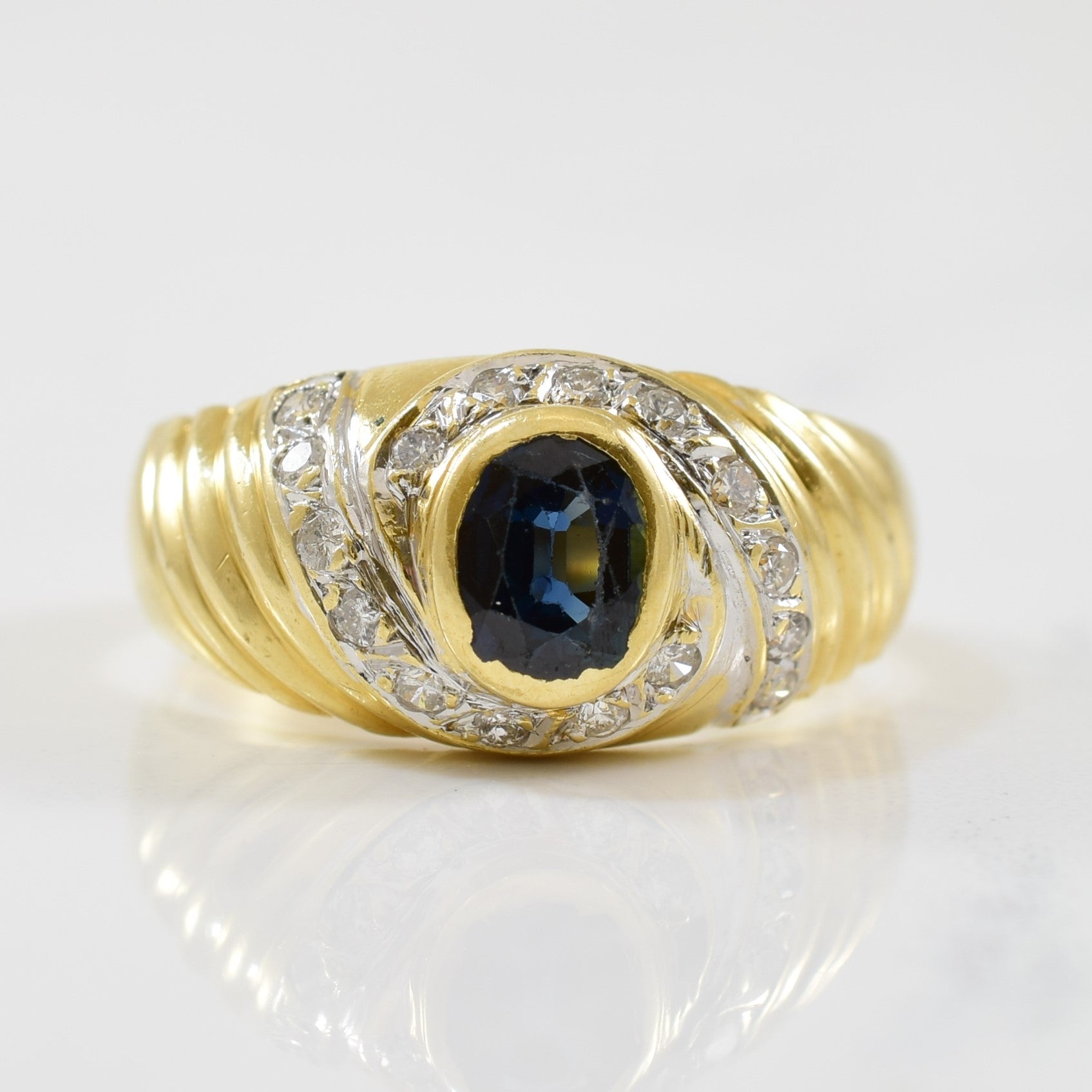 Blue Sapphire & Diamond Ring | 0.14ctw, 0.75ct | SZ 7.25 |