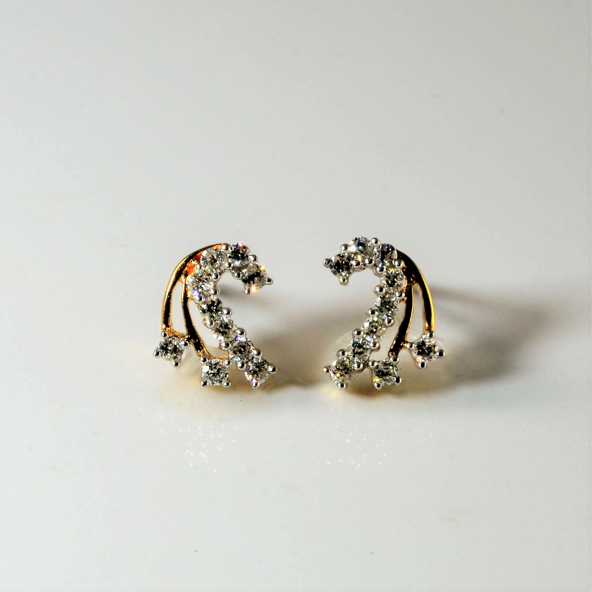 Pave Diamond Flare Stud Earrings | 0.50ctw |