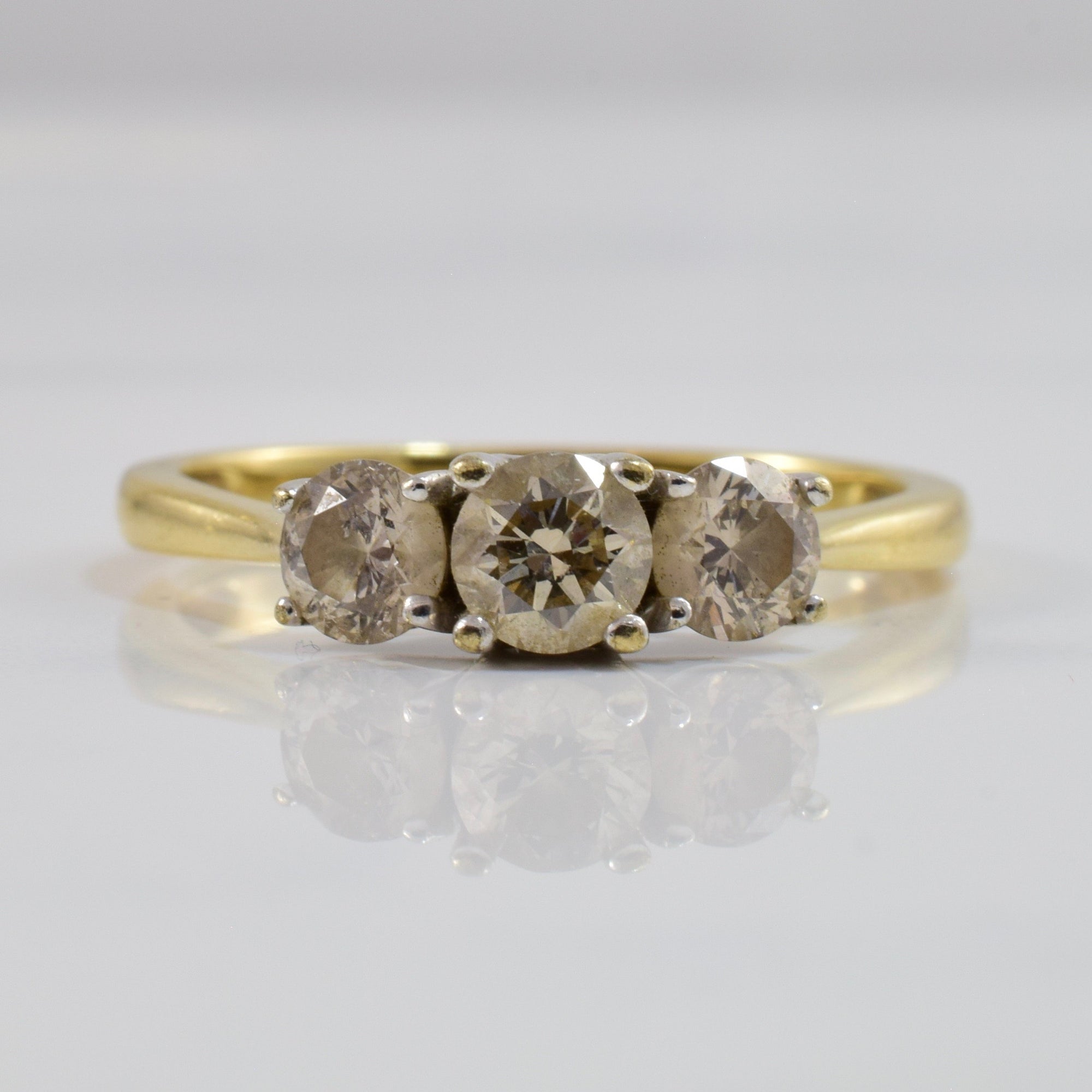 Three Stone Diamond Engagement Ring | 0.91 ctw SZ 8.5 |