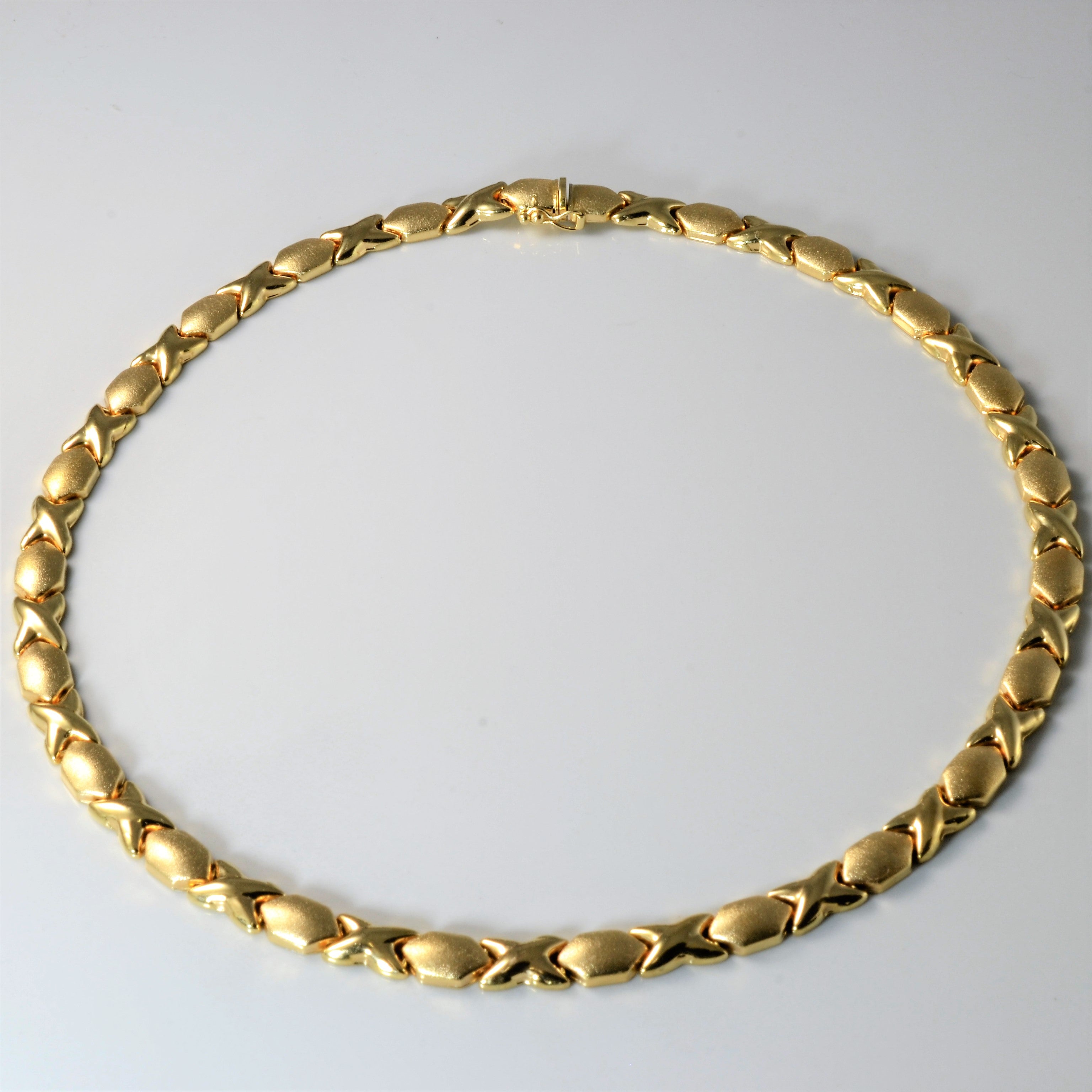 14k Yellow Gold Crossover Link Necklace | 18" |