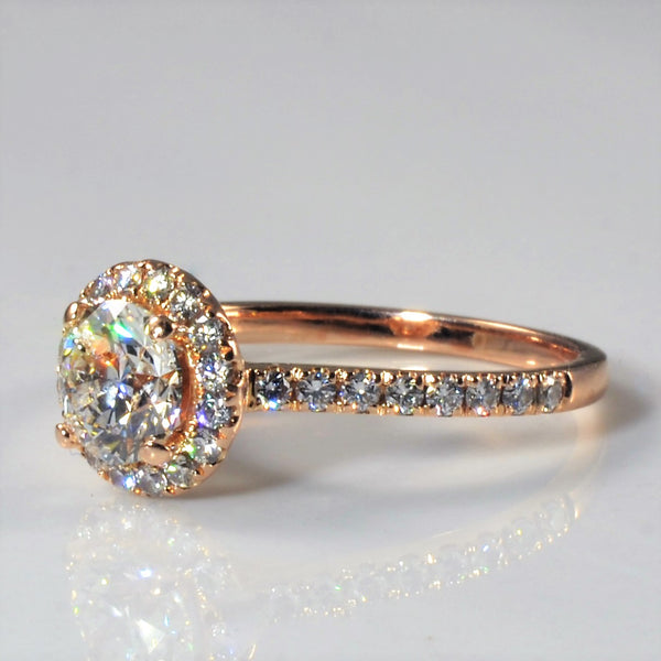 Rose Gold Halo Diamond Engagement Ring | 1.23ctw | SZ 6.5 |