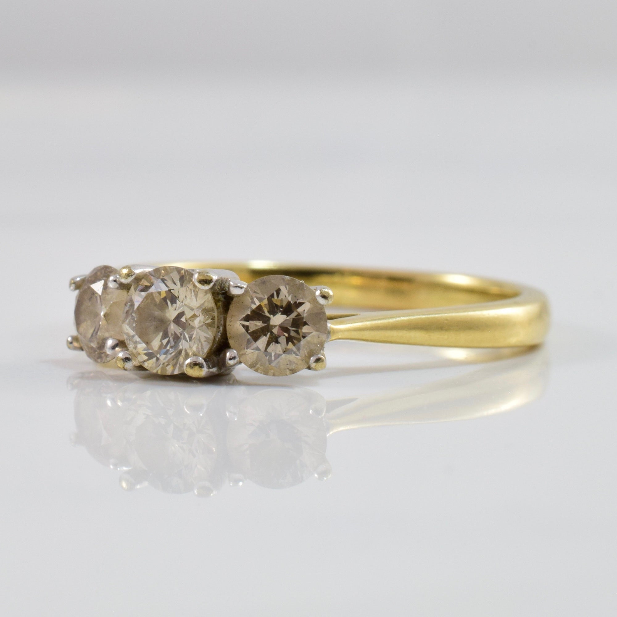 Three Stone Diamond Engagement Ring | 0.91 ctw SZ 8.5 |