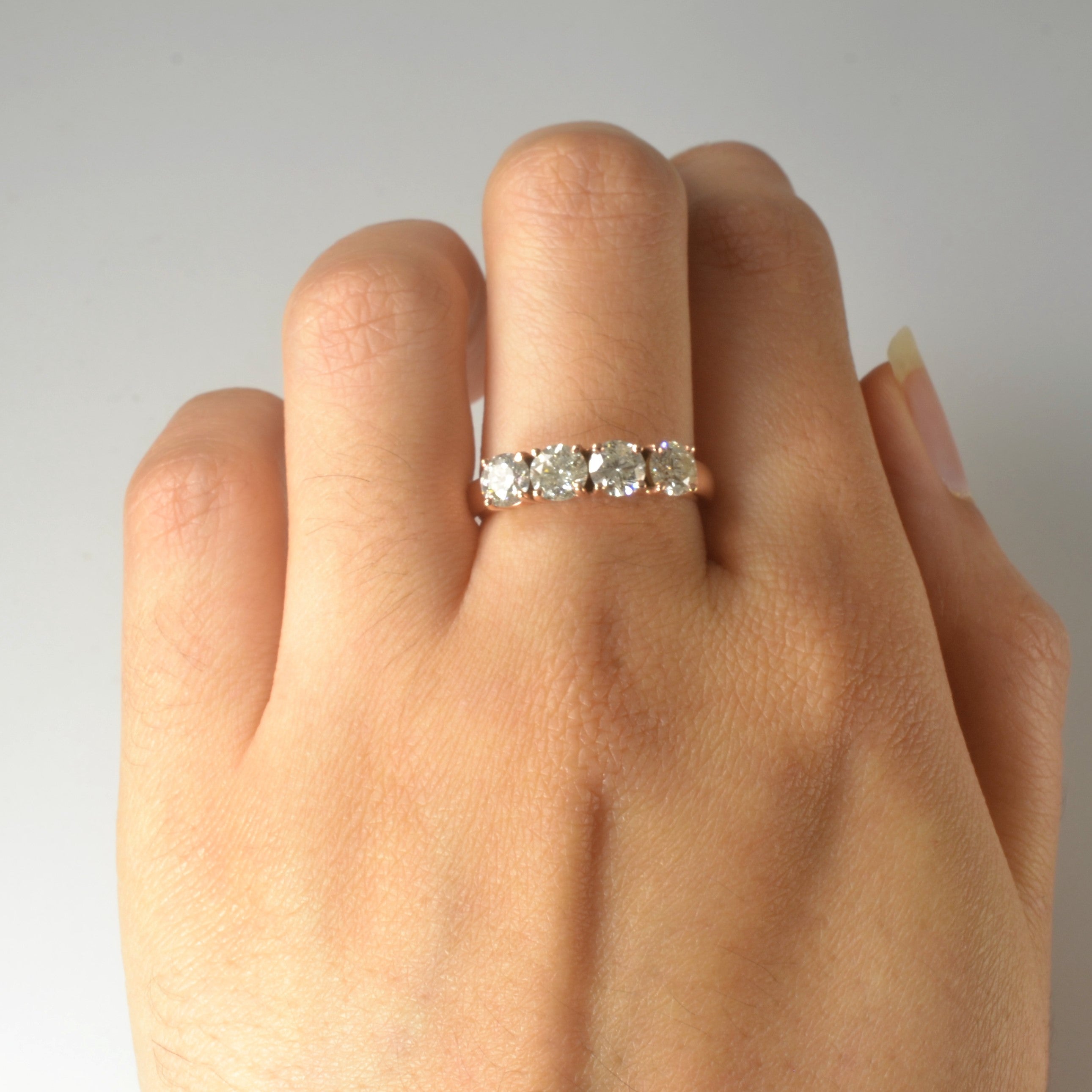 Rose Gold Four Stone Diamond Ring | 1.36ctw | SZ 7.75 |