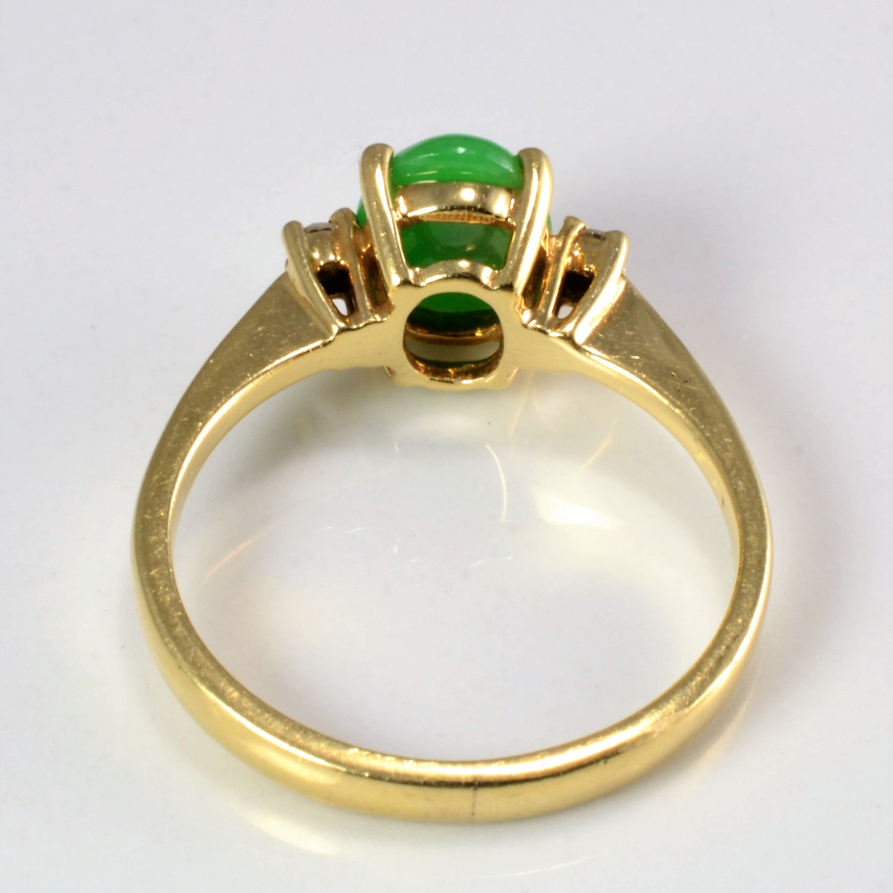 Three Stone Jade & Diamond Ring | 0.06 ctw, SZ 5.5 |