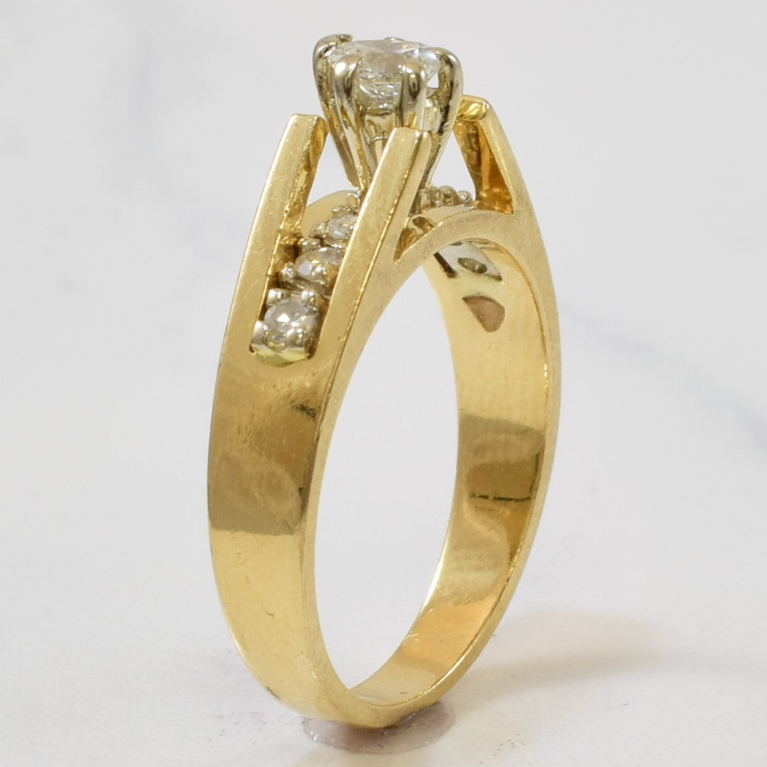 Cathedral Pear Diamond Ring | 0.19ct, 0.12ctw | SZ 6 |