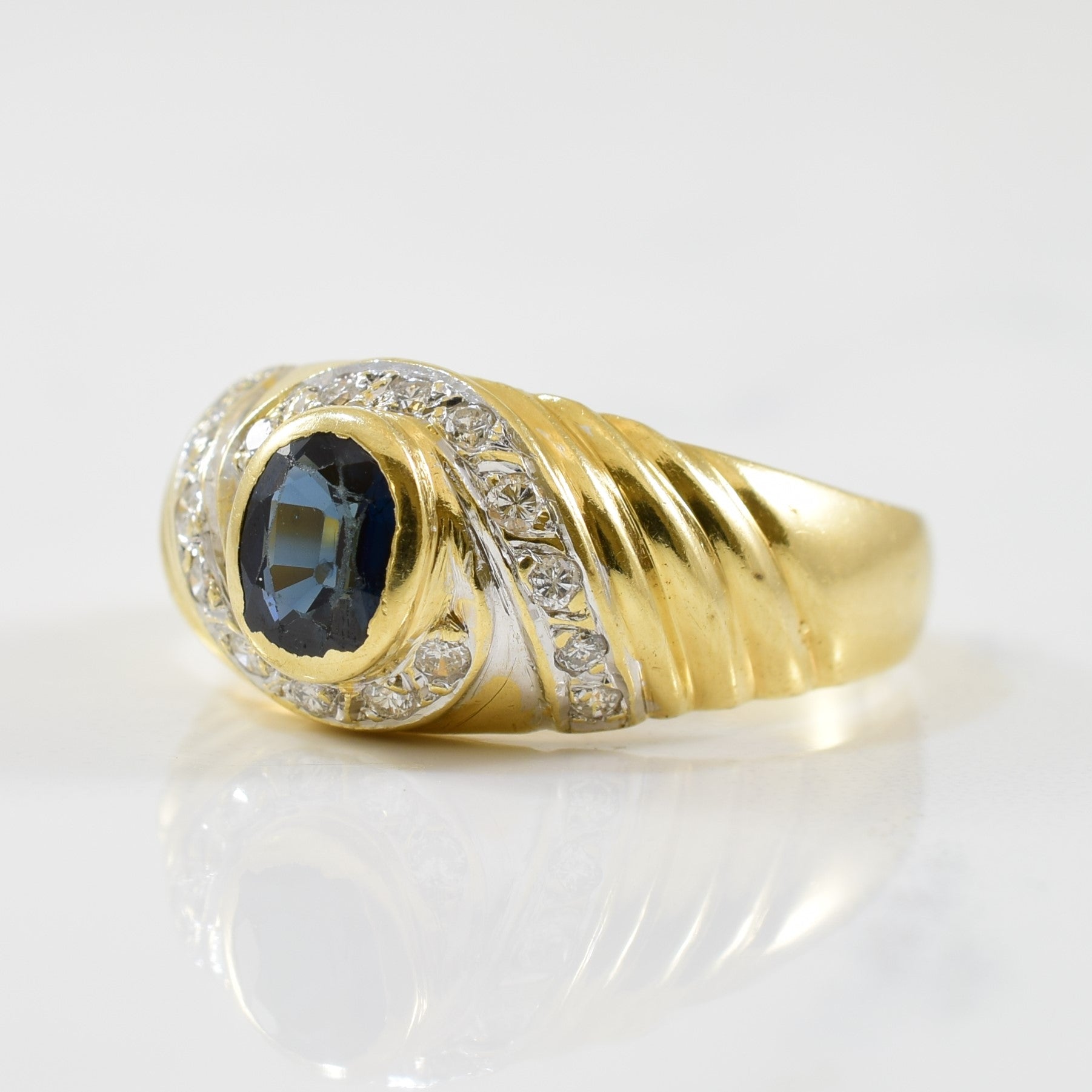 Blue Sapphire & Diamond Ring | 0.14ctw, 0.75ct | SZ 7.25 |