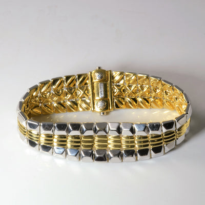 'Chimento' Two Tone Gold Textured Chain Bracelet | 0.10ctw | 7.5