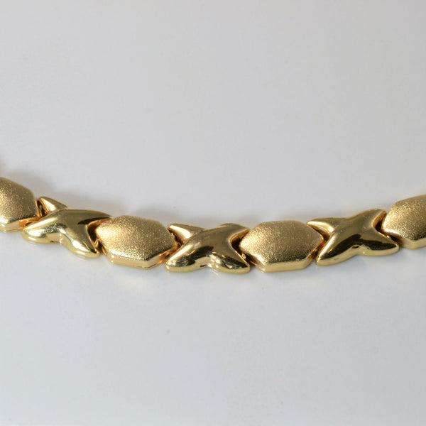 14k Yellow Gold Crossover Link Necklace | 18