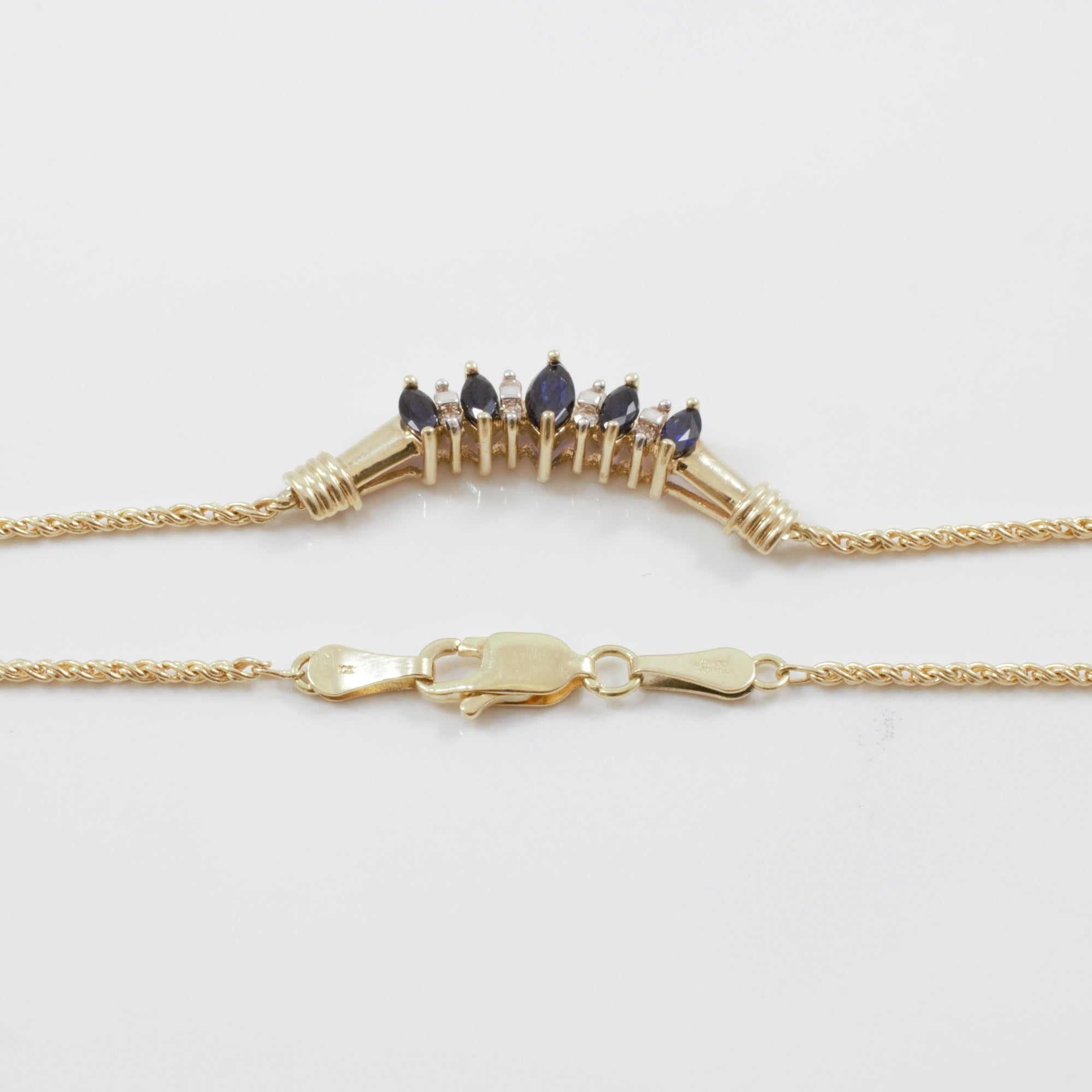 Marquise Sapphire & Diamond Necklace | 0.08ctw | 17