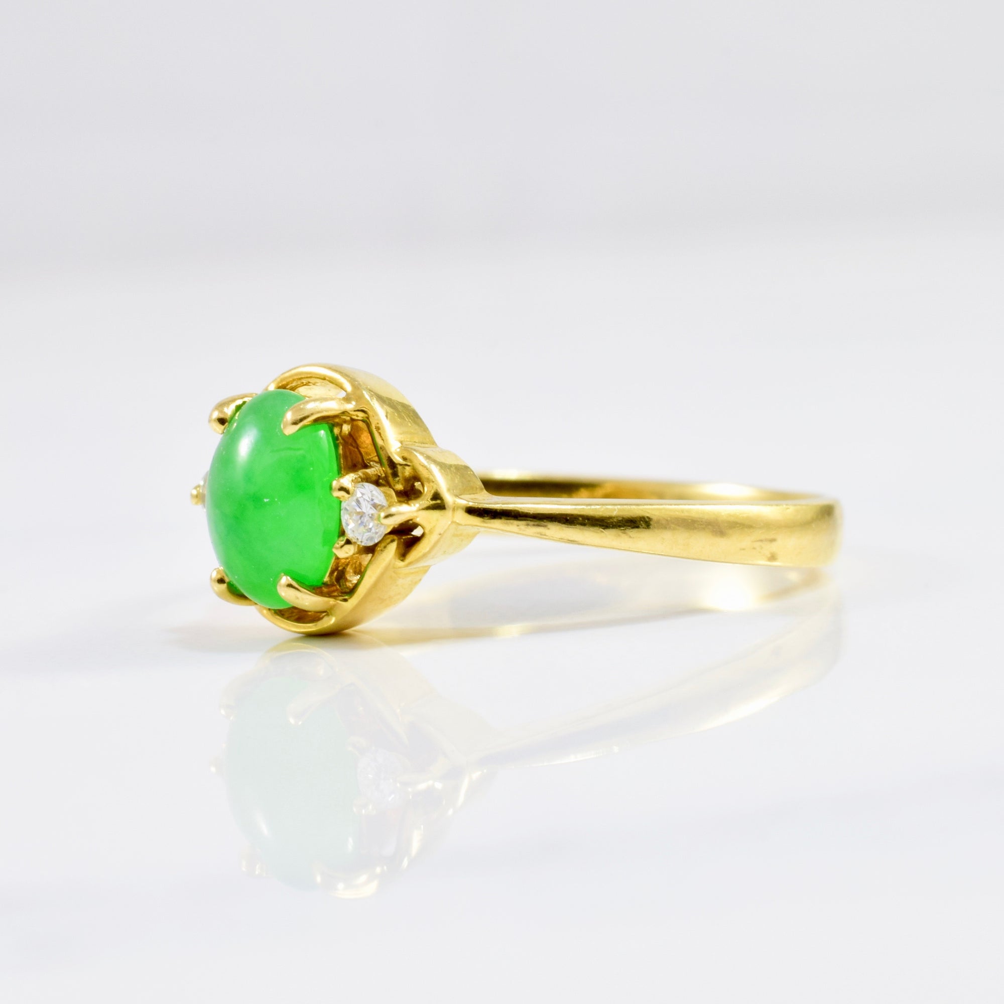 Jade & Diamond Ring | 0.04 ctw SZ 6.25 |