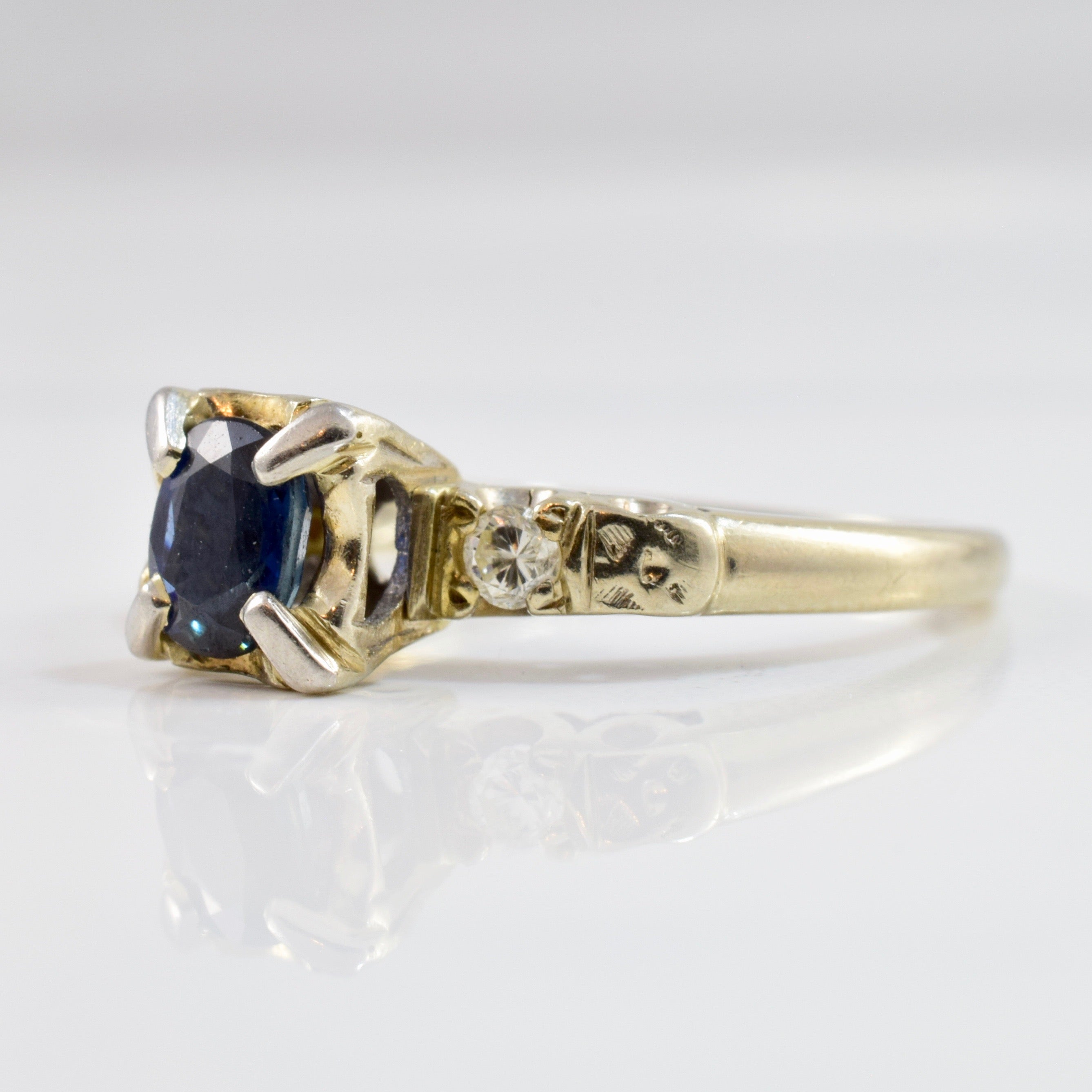 Retro Era Sapphire & Diamond Engagement Ring | 0.08 ctw SZ 5.75 |