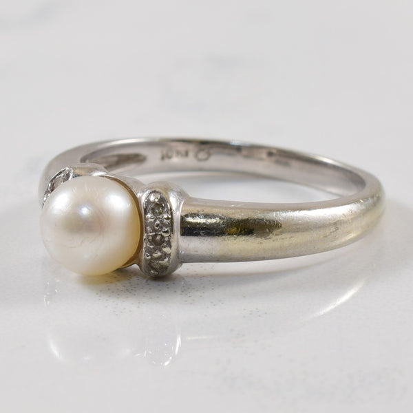 Low Profile Pearl & Diamond Ring | 1.31ct, 0.02ctw | SZ 6.5 |