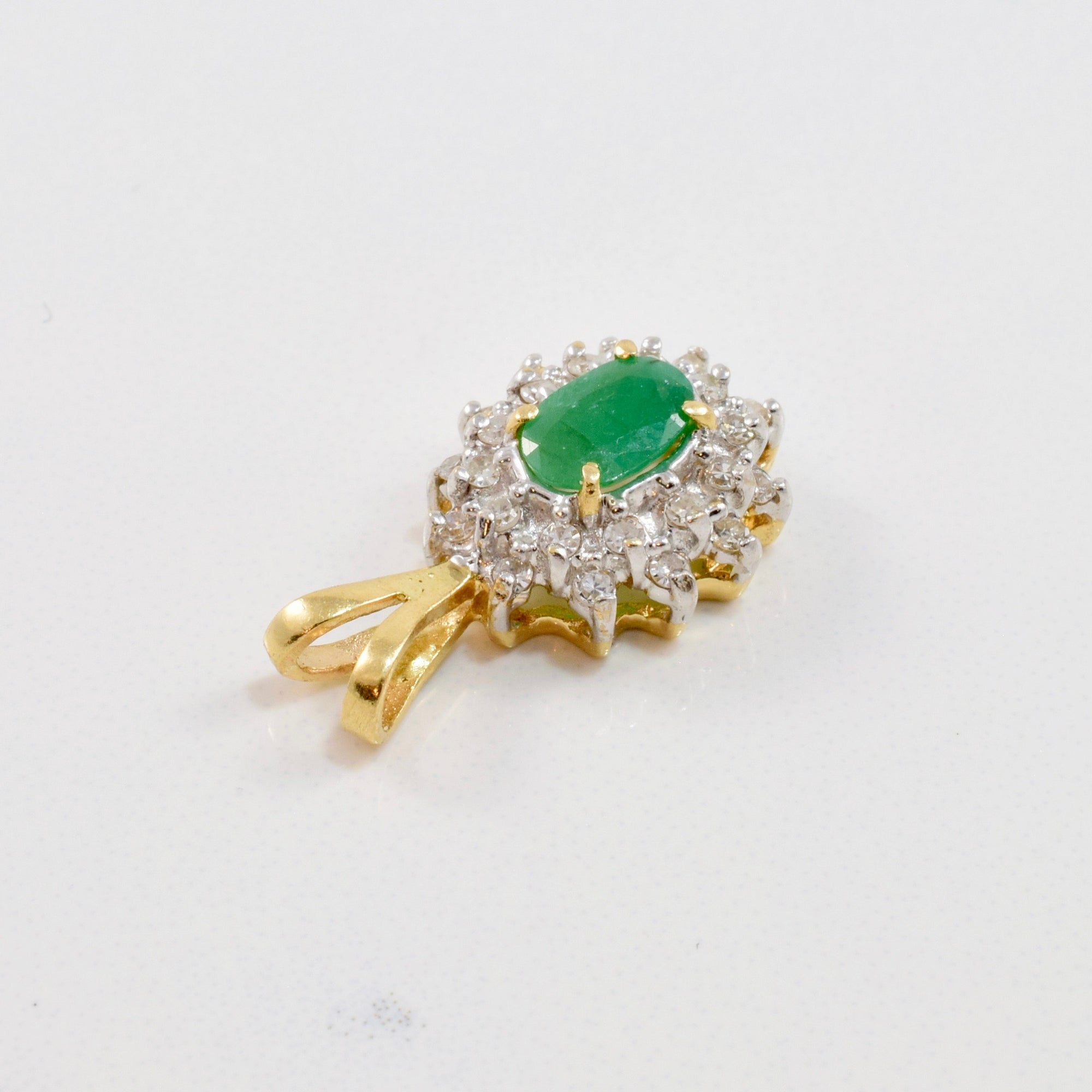 Emerald and Diamond Halo Pendant | 0.20 ctw | item not in box 10/26/2021 CL