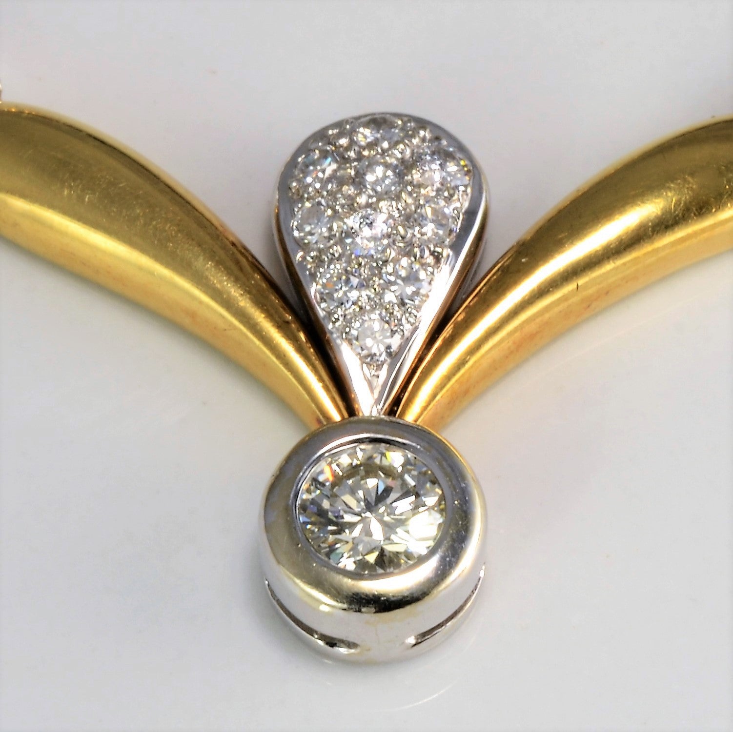 Bezel Diamond Two Tone Gold Necklace | 0.77 ctw, 16''|