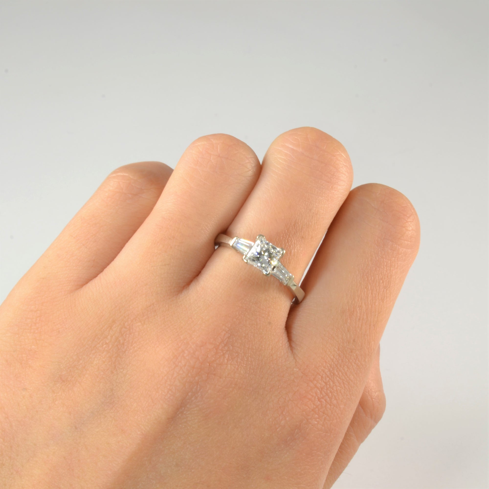 Three Stone Baguette & Princess Diamond Engagement Ring | 1.22ctw | SZ 7 |
