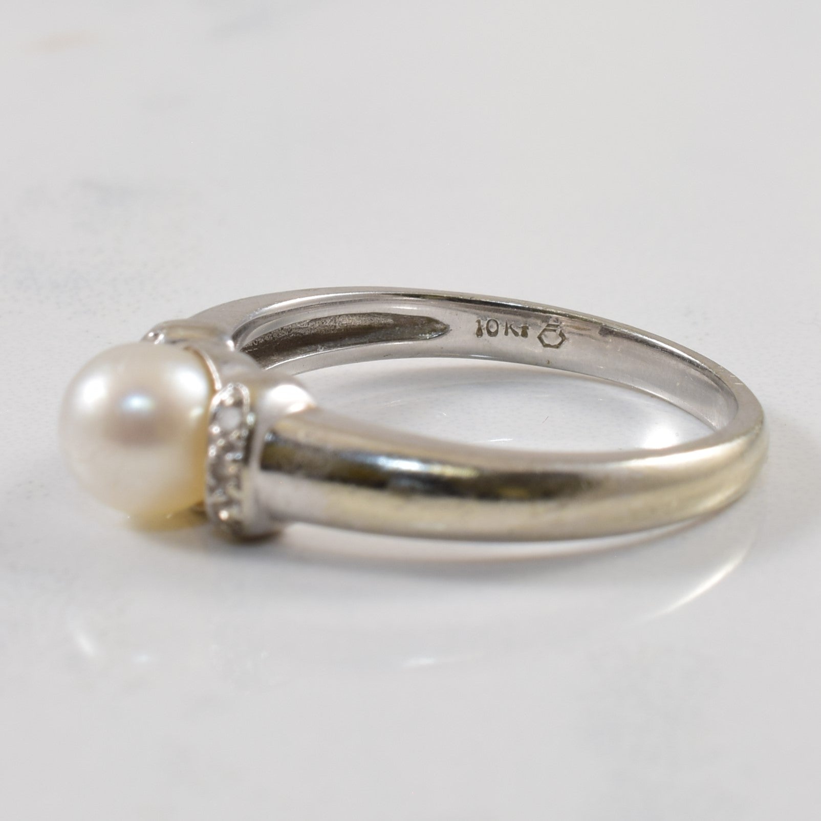 Low Profile Pearl & Diamond Ring | 1.31ct, 0.02ctw | SZ 6.5 |