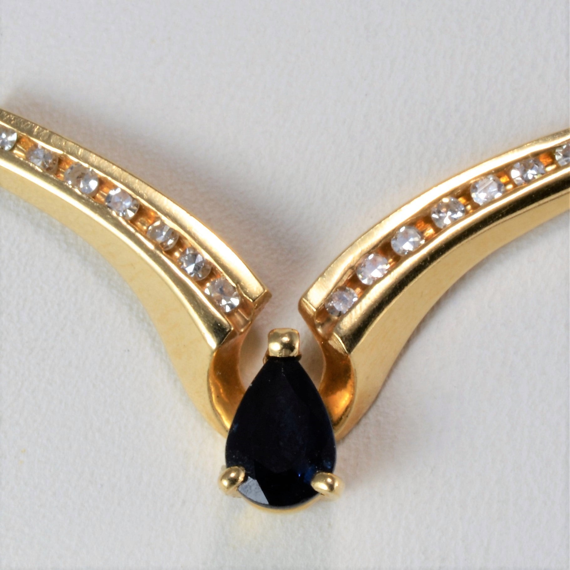Solitaire Sapphire & Channel Diamond Necklace | 0.12 ctw, 16''|