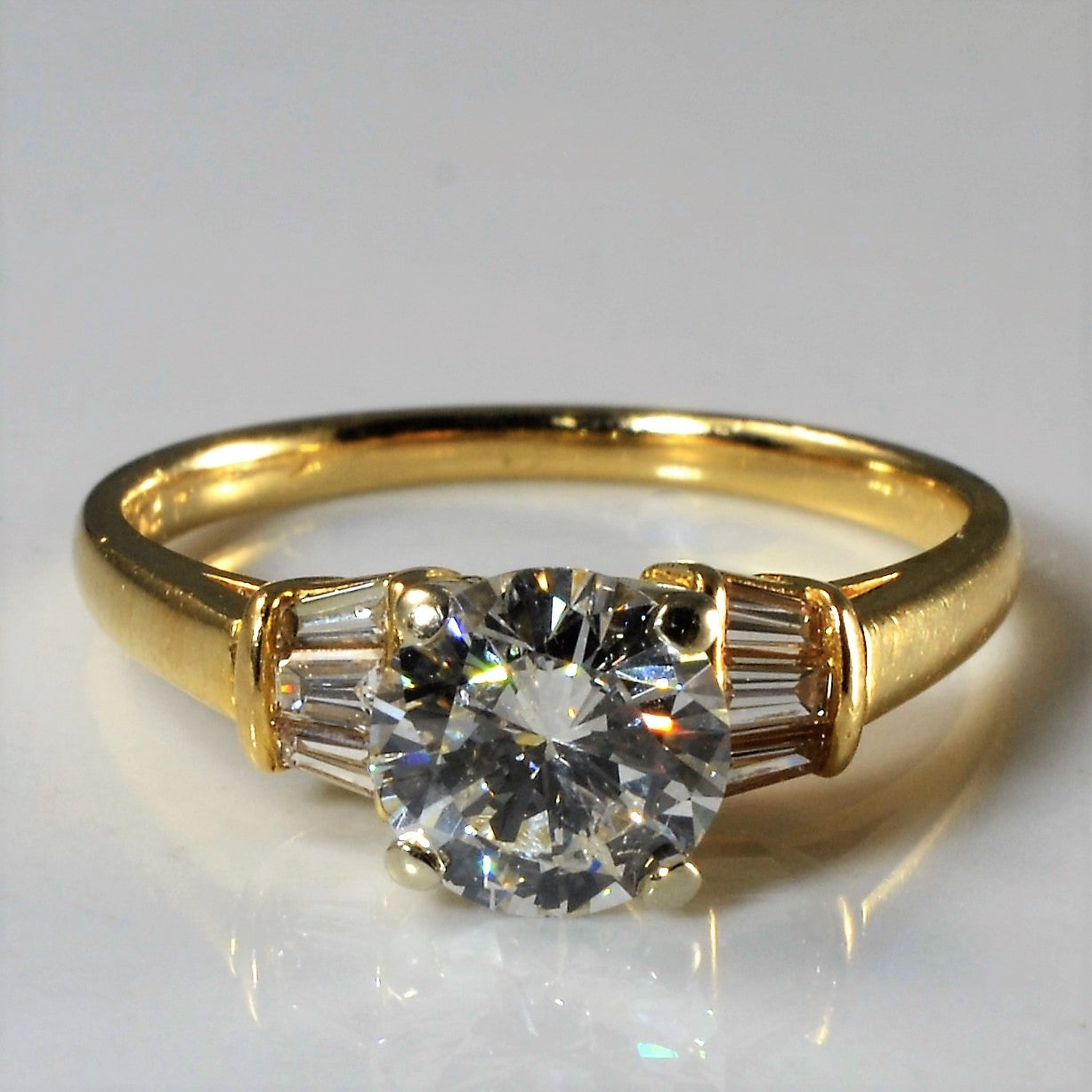 Baguette Shoulder Diamond Engagement Ring | 1.14ctw | SZ 6 |