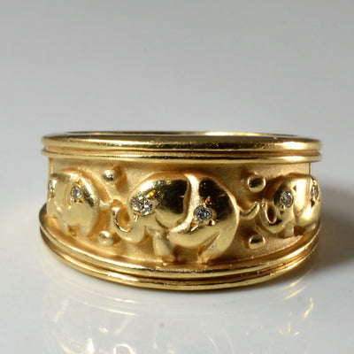 Yellow Gold Diamond Elephant Ring | 0.03ctw | SZ 6.75 |