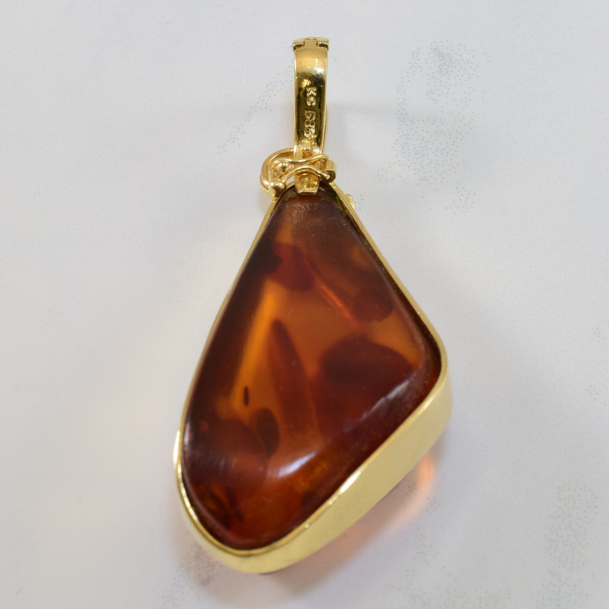 Free Form Amber & Diamond Clip On Pendant | 45.00ct, 0.04ctw |