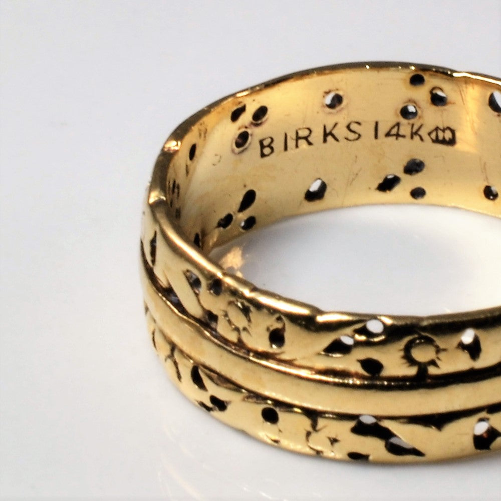 'Birks' Textured Gold Band | SZ 7 |