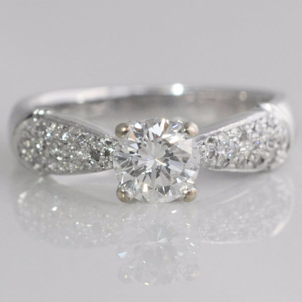 18k Pave Detailed Engagement Ring | 0.65ctw VS1 H | SZ 4 |