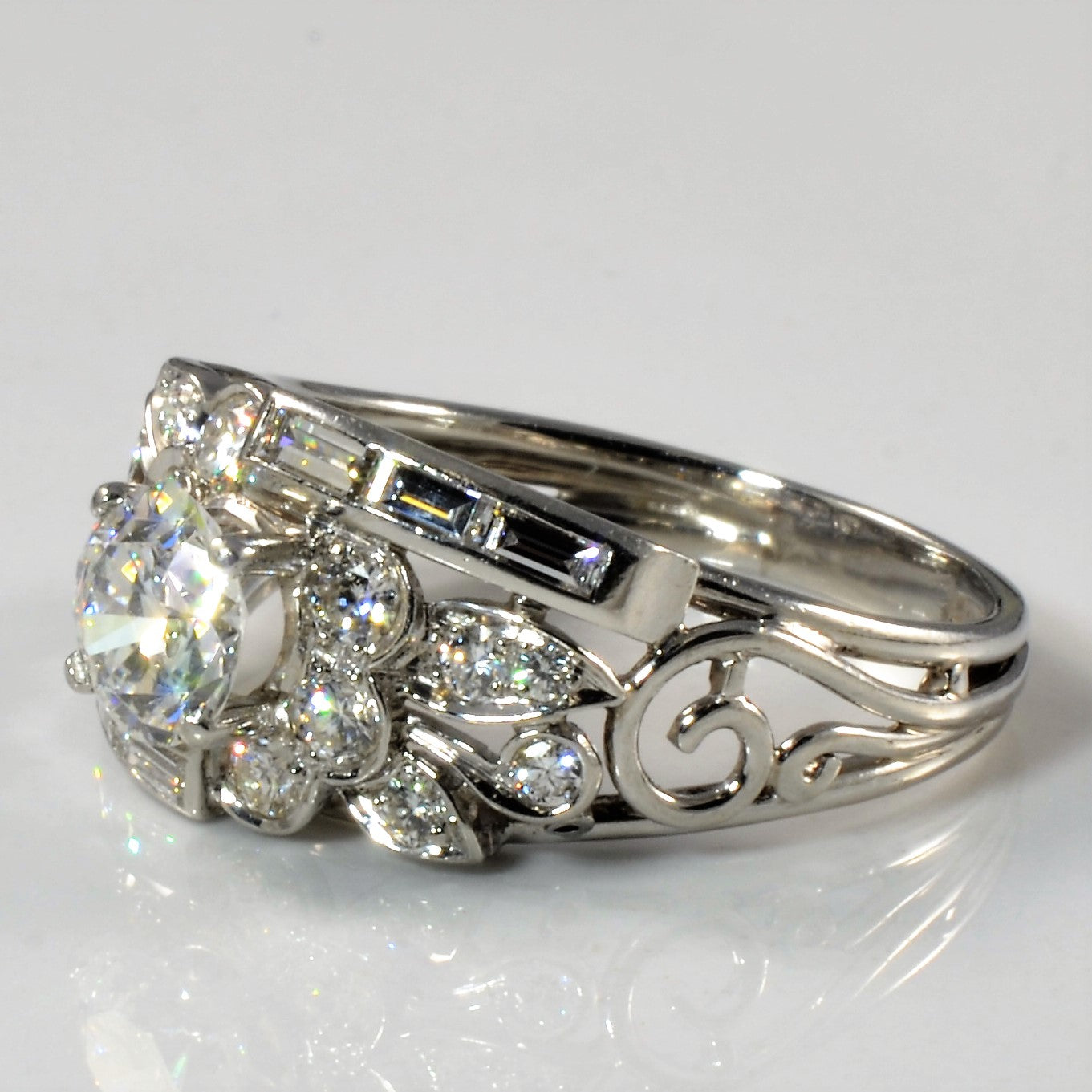'Birks' Ornate Filigree Diamond Ring | 1.41ctw | SZ 8.5 |