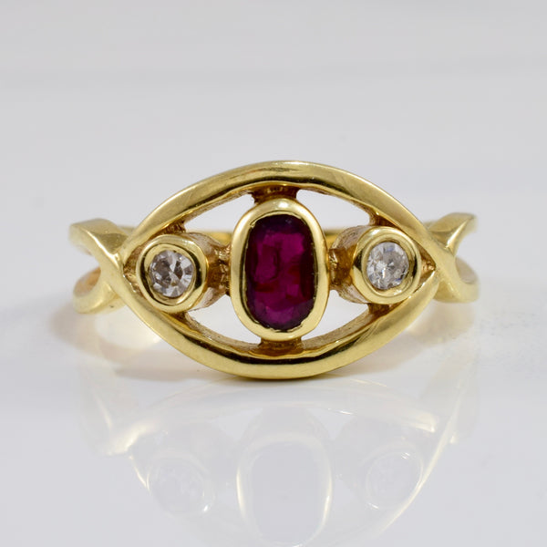 Bezel Set Ruby and Diamond Ring | 0.05 ctw SZ 4.75 |