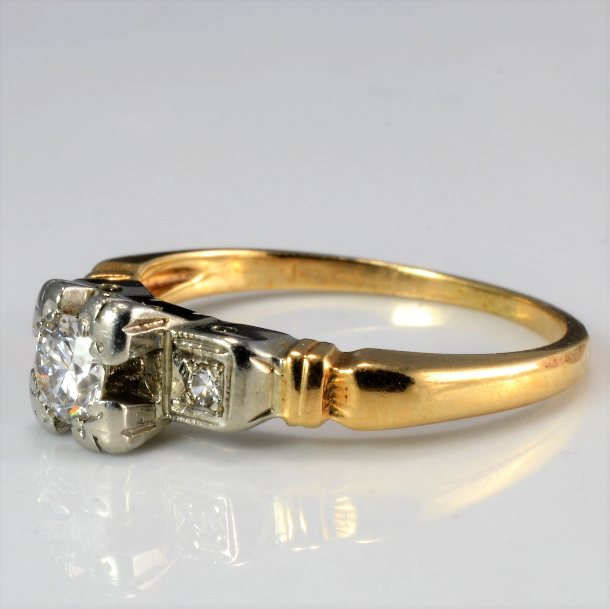 Retro Three Stone Diamond Engagement Ring | 0.21 ctw, SZ 5 |