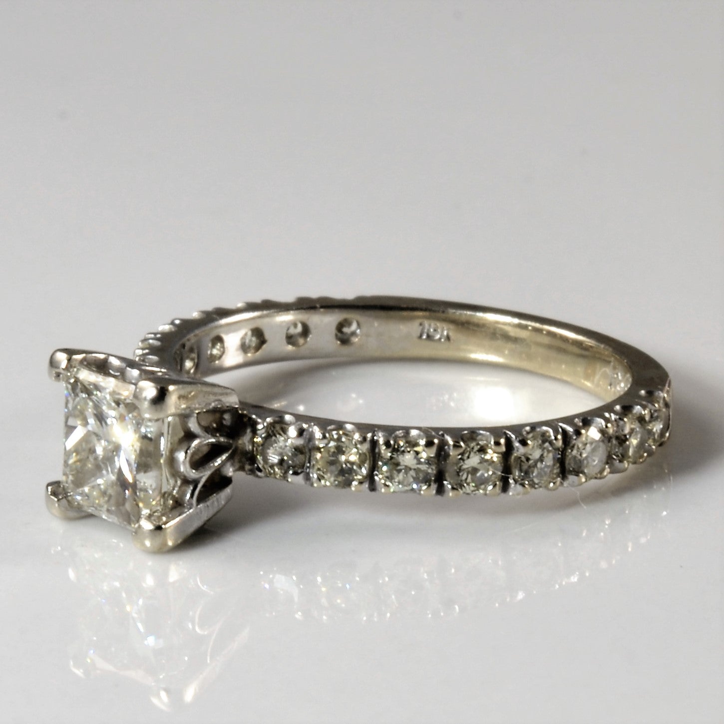 Semi Eternity Princess Diamond Engagement Ring | 1.19ctw | SZ 4.25 |