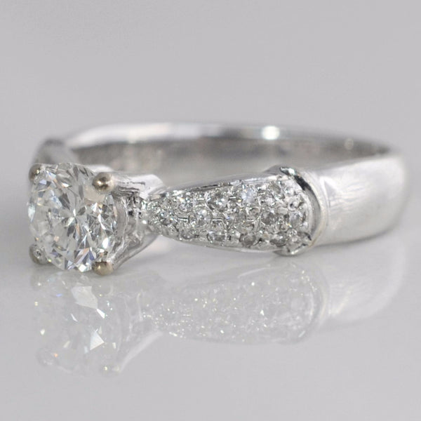 18k Pave Detailed Engagement Ring | 0.65ctw VS1 H | SZ 4 |
