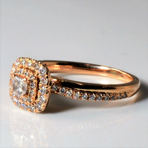 Rose Gold Double Halo Diamond Engagement Ring | 0.44ctw | SZ 6 |