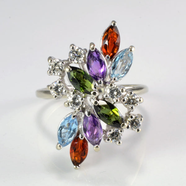 Floral Inspired Diamond & Multi Gemstone Ring | 0.40 ctw, SZ 9 |