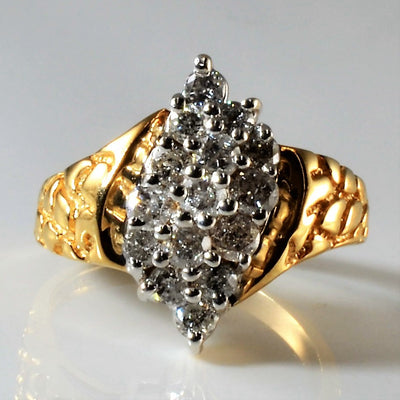 Diamond Wave Bypass Ring | 0.82ctw | SZ 6.5 |