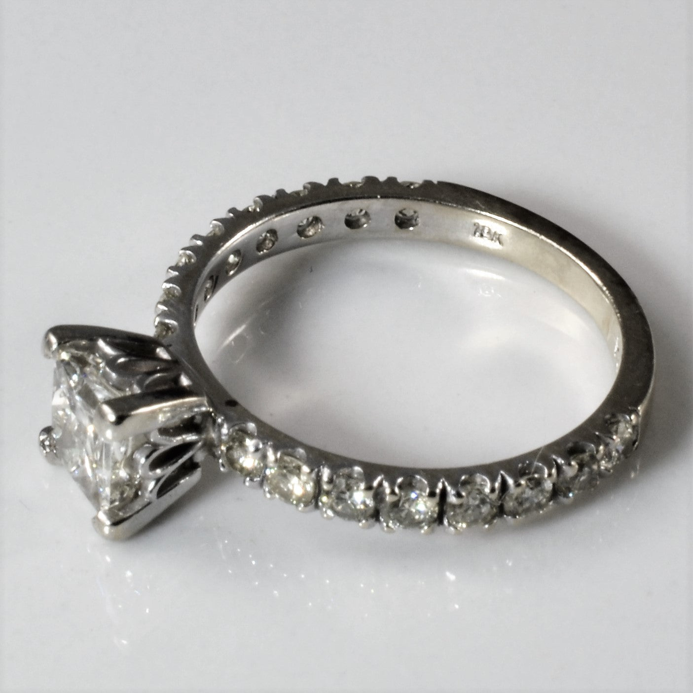 Semi Eternity Princess Diamond Engagement Ring | 1.19ctw | SZ 4.25 |
