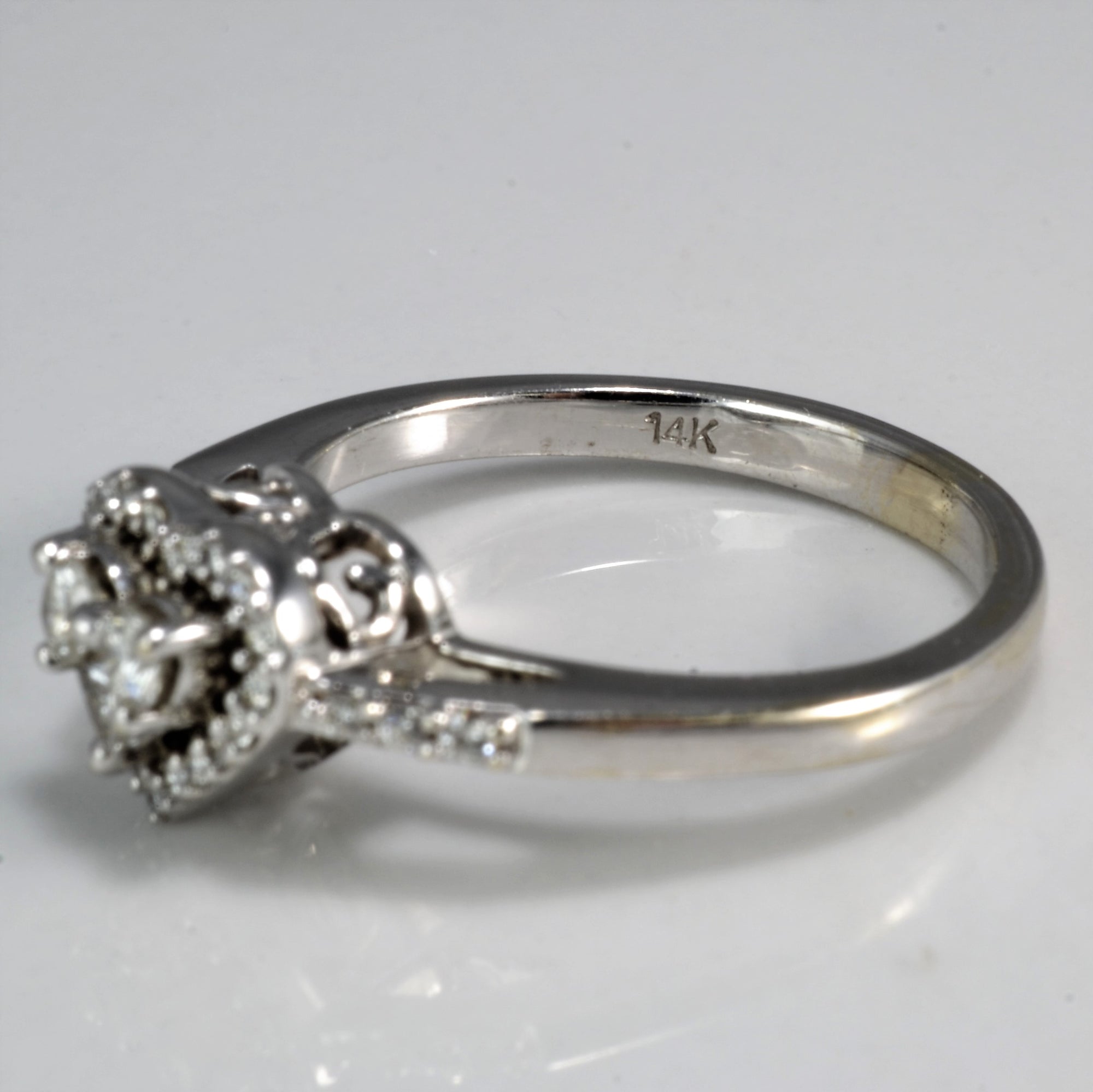 Heart Design Cathedral Set Diamond Ring | 0.28 ctw, SZ 5.5 |