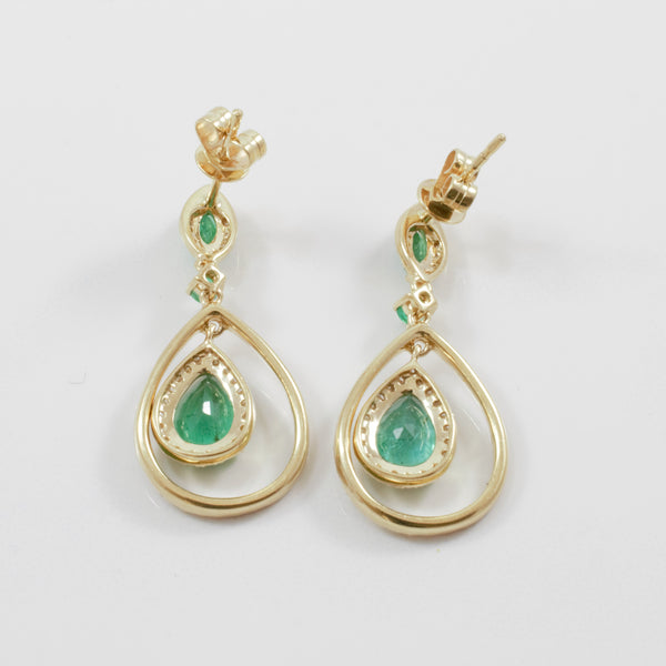 'Effy' Brasilica Yellow Gold Emerald & Diamond Earrings | 0.30ctw, 2.30ctw |