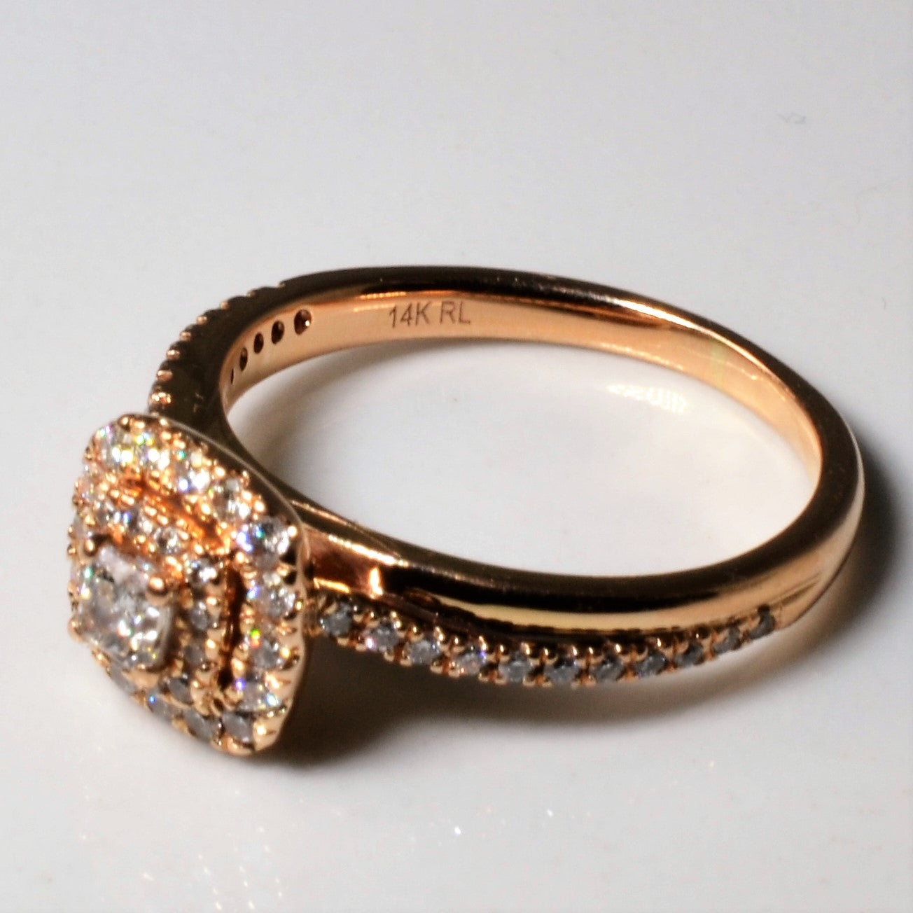 Rose Gold Double Halo Diamond Engagement Ring | 0.44ctw | SZ 6 |