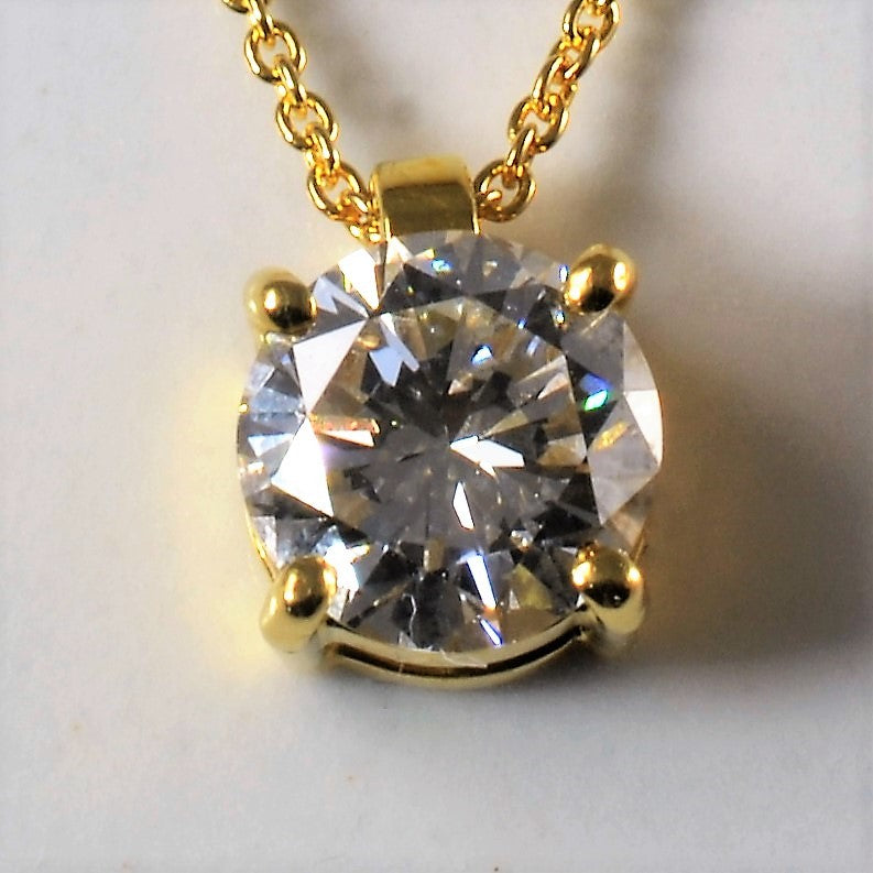 Yellow Gold Solitaire Diamond Necklace | 0.93ct | 18