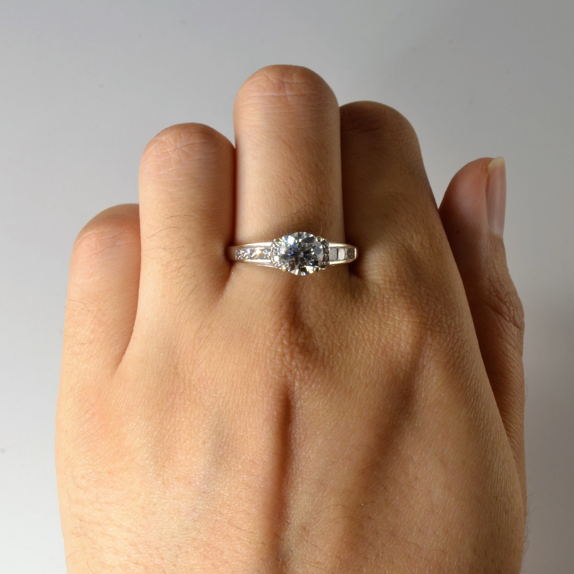 Low profile 3 on sale stone engagement ring