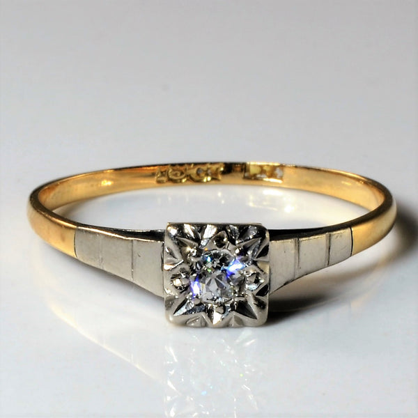 Solitaire Diamond Two Tone Gold Ring | 0.08ct | SZ 6.5 |