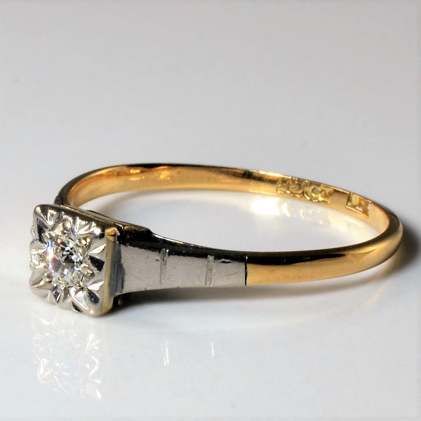 Solitaire Diamond Two Tone Gold Ring | 0.08ct | SZ 6.5 |